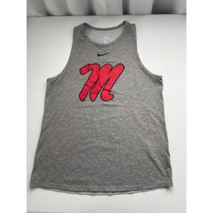Nike Dri-FIT Ole Miss Rebels Tank Top Athletic Cut Gray Red Women's